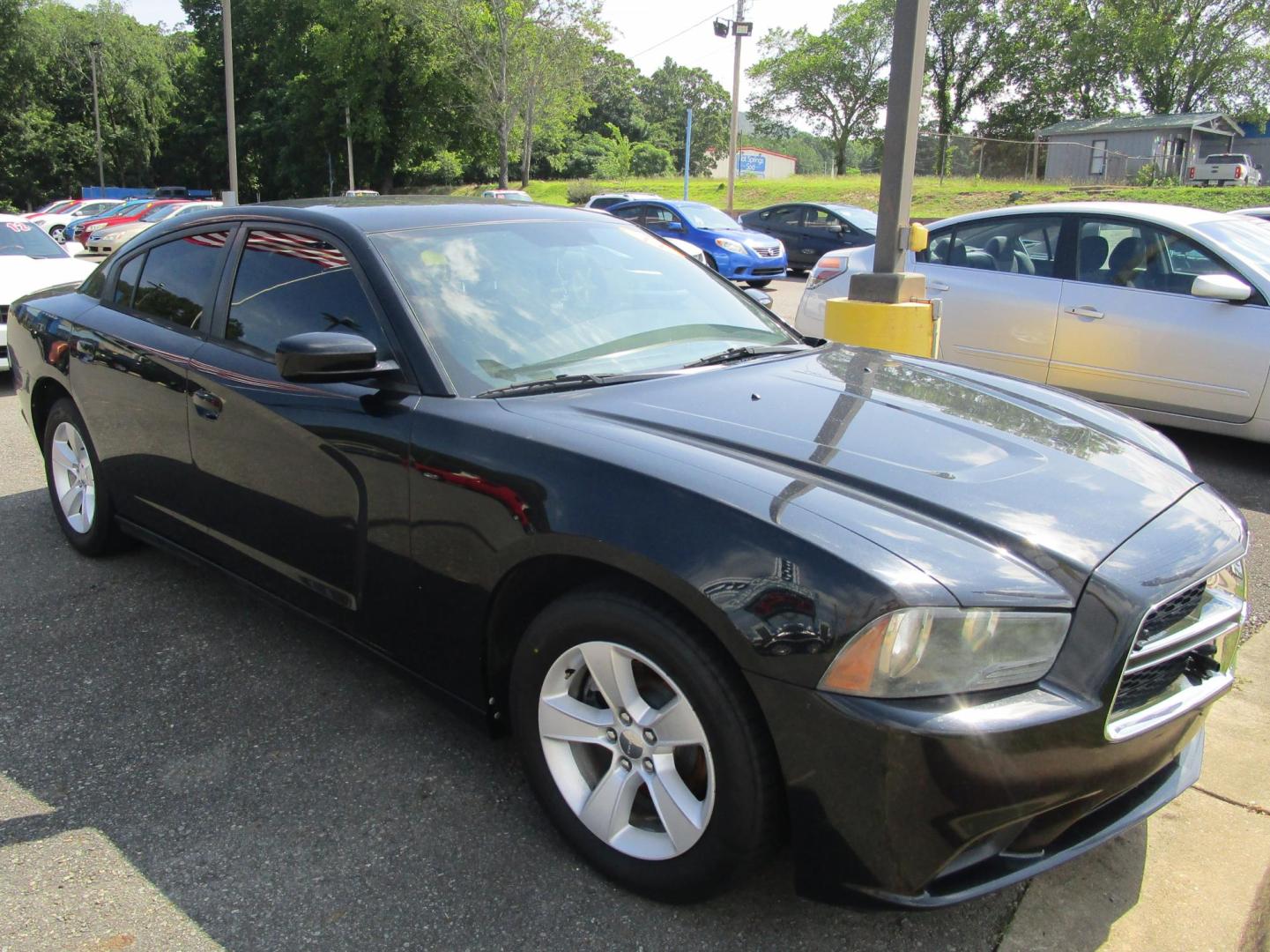2014 BLACK /Gray/ Cloth Dodge Charger SE (2C3CDXBG3EH) with an 3.6L V6 DOHC 24V engine, 5-Speed Automatic transmission, located at 1814 Albert Pike Road, Hot Springs, AR, 71913, (501) 623-1717, 34.494228, -93.094070 - Photo#3