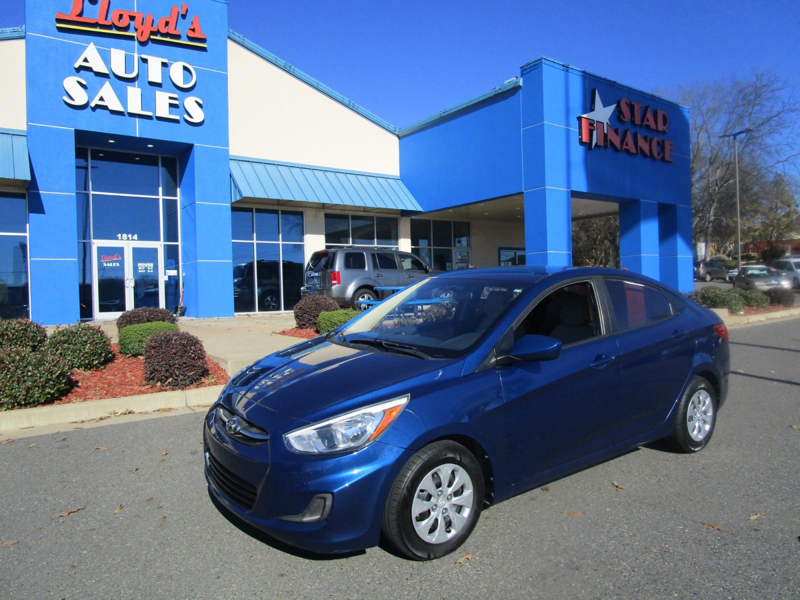 2016 Blue /Gray / Cloth Hyundai Accent SE 4-Door 6A (KMHCT4AE4GU) with an 1.6L L4 DOHC 16V engine, 6A transmission, located at 1814 Albert Pike Road, Hot Springs, AR, 71913, (501) 623-1717, 34.494228, -93.094070 - Photo #1