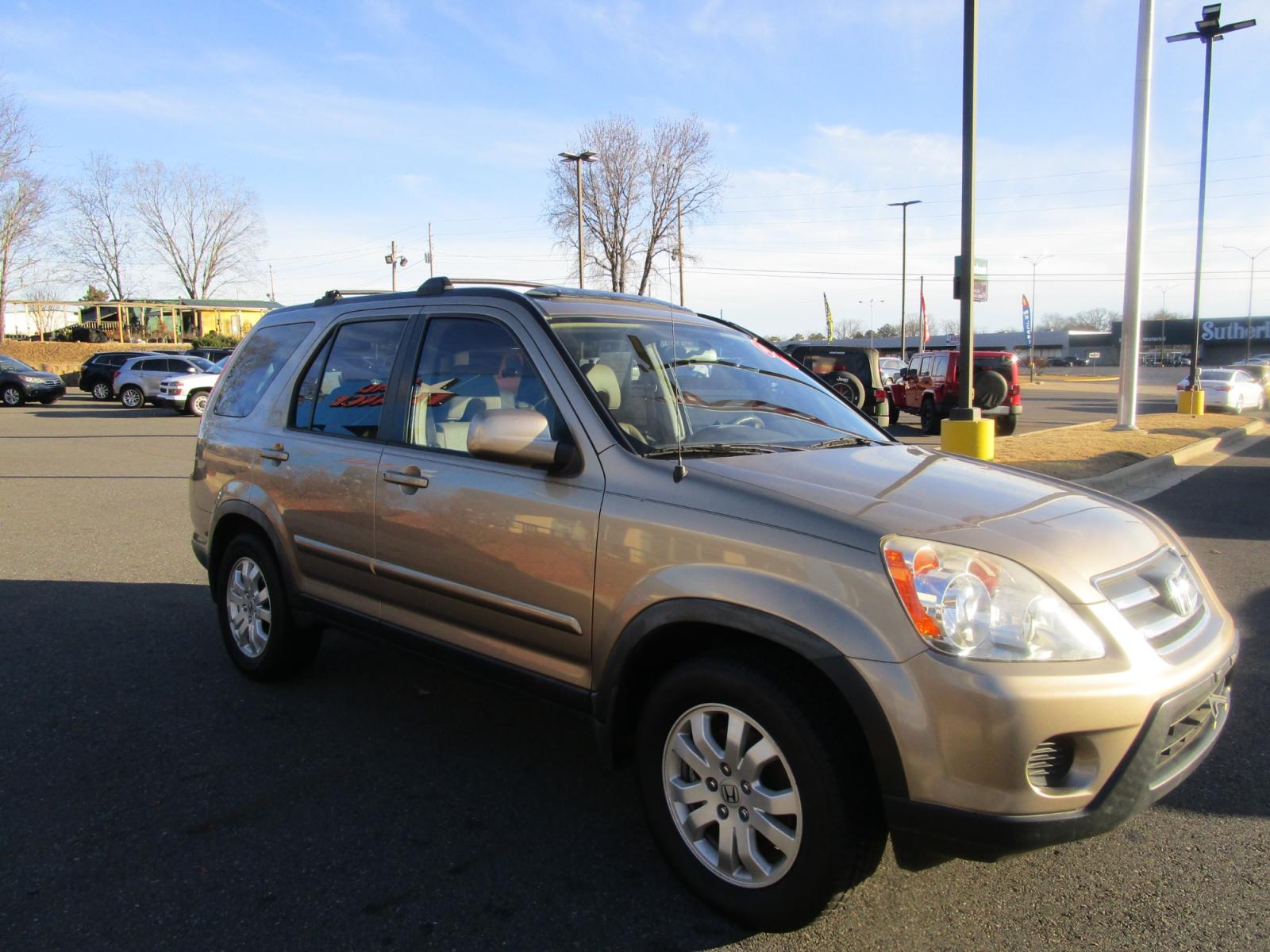 2006 Brown /Tan / Leather Honda CR-V SE 4WD AT (JHLRD78906C) with an 2.4L L4 DOHC 16V engine, 5-Speed Automatic Overdrive transmission, located at 1814 Albert Pike Road, Hot Springs, AR, 71913, (501) 623-1717, 34.494228, -93.094070 - Photo #2