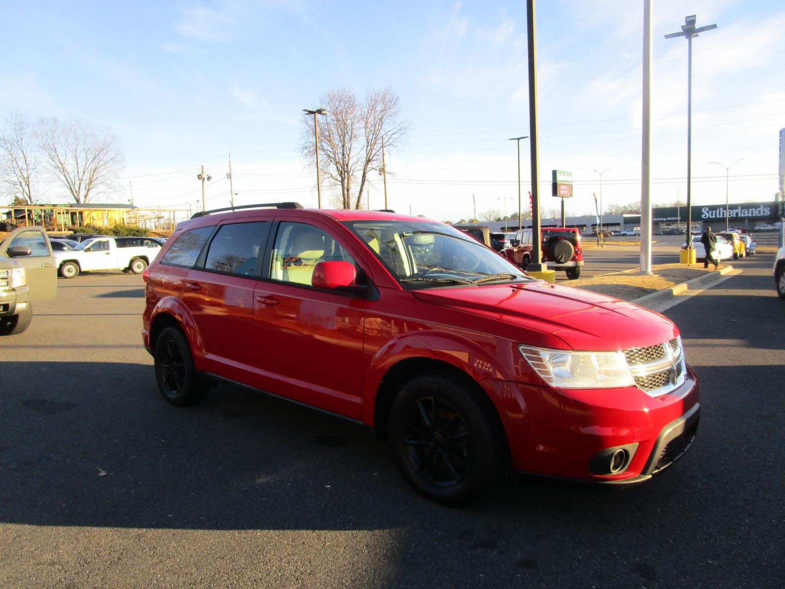 2013 RED /Black / Cloth Dodge Journey SXT AWD (3C4PDDBG1DT) with an 3.6L V6 DOHC 24V engine, 6-Speed Automatic transmission, located at 1814 Albert Pike Road, Hot Springs, AR, 71913, (501) 623-1717, 34.494228, -93.094070 - Photo #2