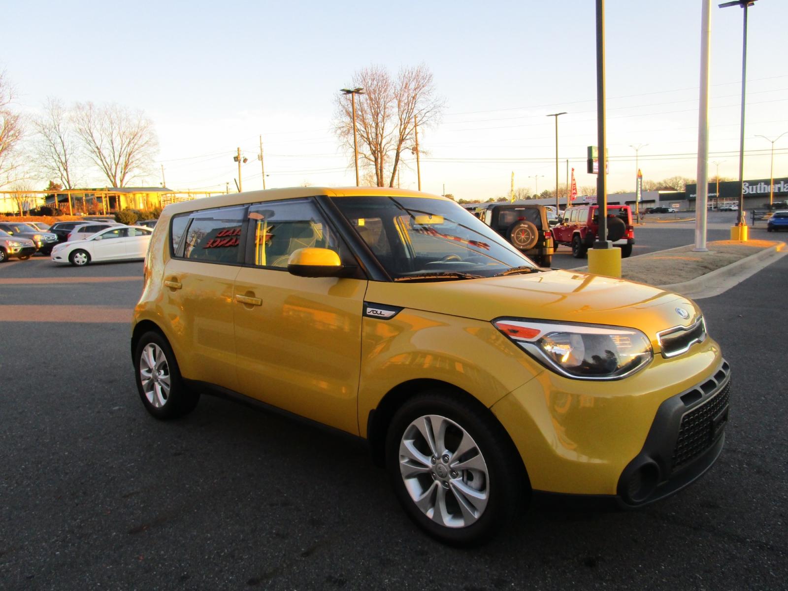 2015 Yellow /Black / Cloth Kia Soul + (KNDJP3A56F7) with an 2.0L L4 DOHC 16V engine, 6-Speed Automatic transmission, located at 1814 Albert Pike Road, Hot Springs, AR, 71913, (501) 623-1717, 34.494228, -93.094070 - Photo #3