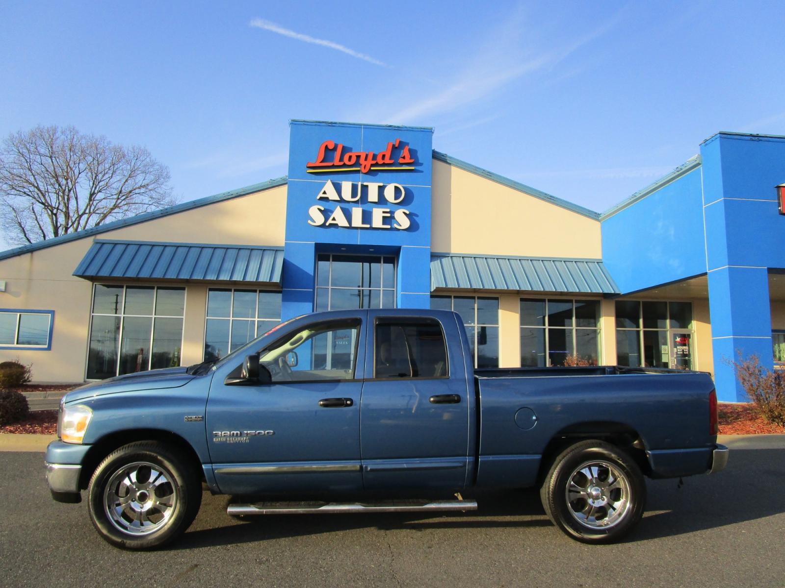 2006 Blue /Gray / Cloth Dodge Ram 1500 Laramie Quad Cab 2WD (1D7HA18296S) with an 5.7L V8 OHV 16V engine, 5-Speed Automatic Overdrive transmission, located at 1814 Albert Pike Road, Hot Springs, AR, 71913, (501) 623-1717, 34.494228, -93.094070 - Photo #0