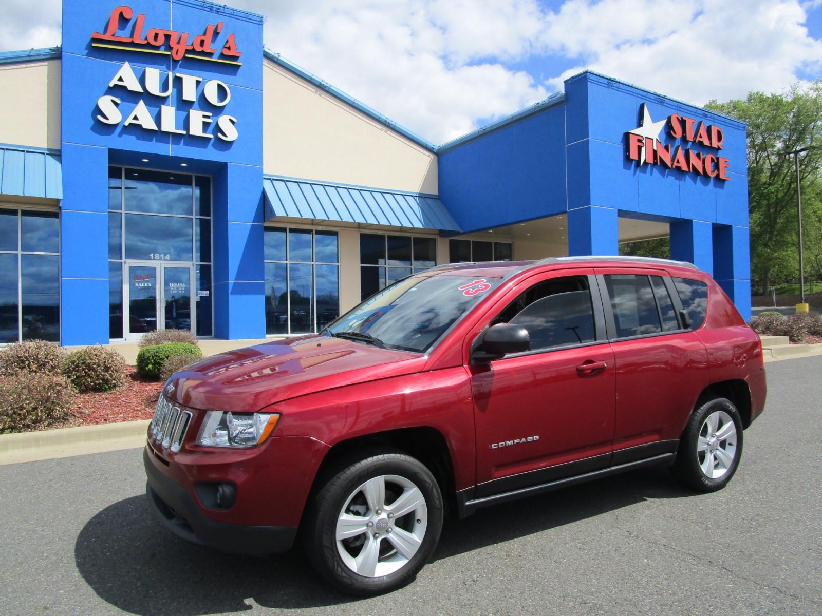 2013 MAROON /Gray / Cloth Jeep Compass Sport 4WD (1C4NJDBB1DD) with an 2.4L L4 DOHC 16V engine, located at 1814 Albert Pike Road, Hot Springs, AR, 71913, (501) 623-1717, 34.494228, -93.094070 - Photo #1