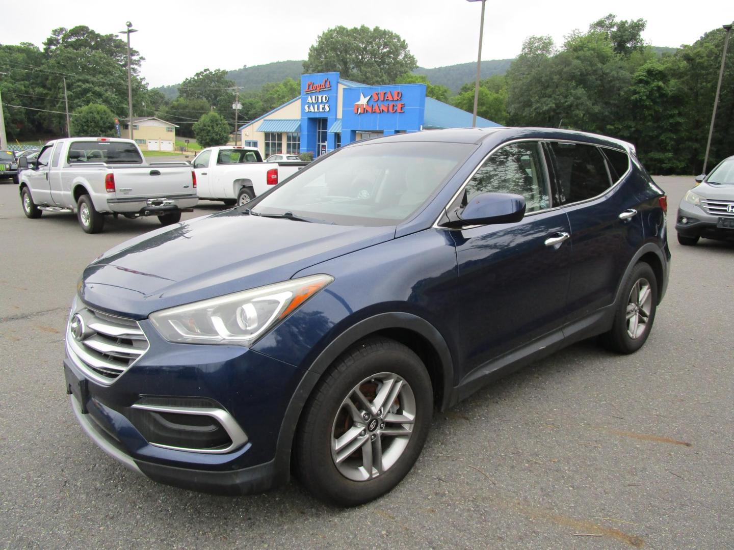 2018 Blue /TAN Hyundai Santa Fe Sport 2.4 FWD (5XYZT3LB6JG) with an 2.4L L4 DOHC 16V engine, 6A transmission, located at 1814 Albert Pike Road, Hot Springs, AR, 71913, (501) 623-1717, 34.494228, -93.094070 - 2018 Hyundai Santa Fe Sport 2.4 FWD 4 Door SUV 2.4L I4 F DOHC 16V Gasoline Front Wheel Drive - Photo#1