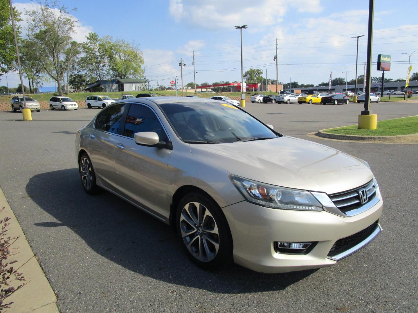 2013 GOLD /BLACK Honda Accord Sport Sedan CVT (1HGCR2F51DA) with an 2.4L L4 DOHC 16V engine, Continuously Variable Transmission transmission, located at 1814 Albert Pike Road, Hot Springs, AR, 71913, (501) 623-1717, 34.494228, -93.094070 - Photo#3