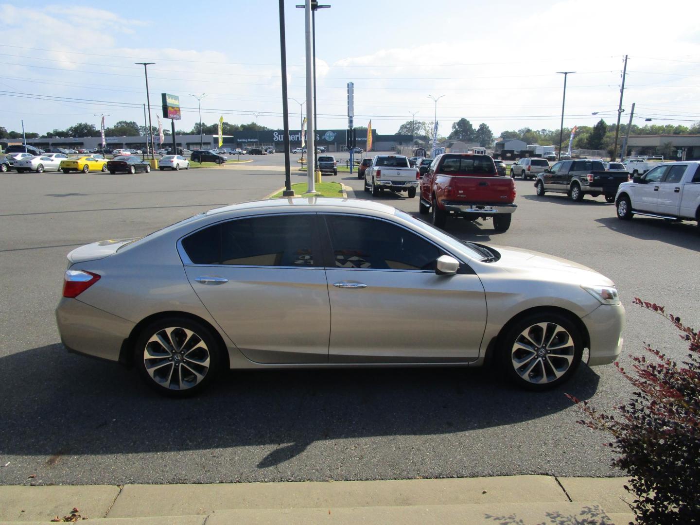 2013 GOLD /BLACK Honda Accord Sport Sedan CVT (1HGCR2F51DA) with an 2.4L L4 DOHC 16V engine, Continuously Variable Transmission transmission, located at 1814 Albert Pike Road, Hot Springs, AR, 71913, (501) 623-1717, 34.494228, -93.094070 - Photo#4