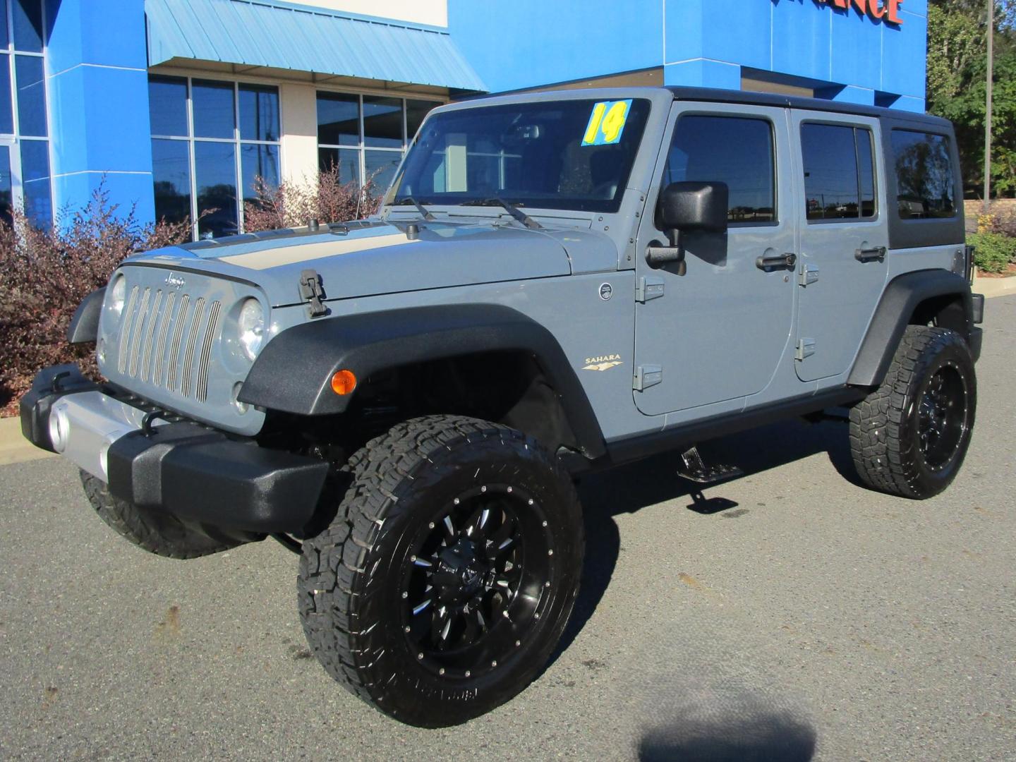 2014 GRAY /Black / Leather Jeep Wrangler Unlimited Sahara 4WD (1C4BJWEG8EL) with an 3.6L V6 DOHC 24V FFV engine, AUTOMATIC transmission, located at 1814 Albert Pike Road, Hot Springs, AR, 71913, (501) 623-1717, 34.494228, -93.094070 - Photo#1