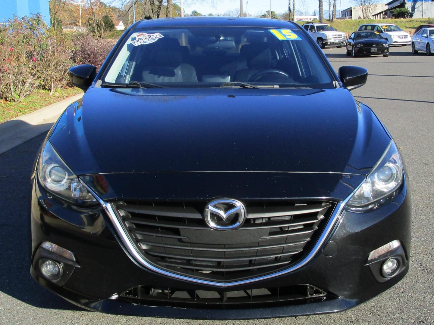 2015 BLACK /BLACK Mazda MAZDA3 i Touring AT 4-Door (3MZBM1V70FM) with an 2.0L L4 DOHC 16V engine, 6-Speed Automatic transmission, located at 1814 Albert Pike Road, Hot Springs, AR, 71913, (501) 623-1717, 34.494228, -93.094070 - Photo#2